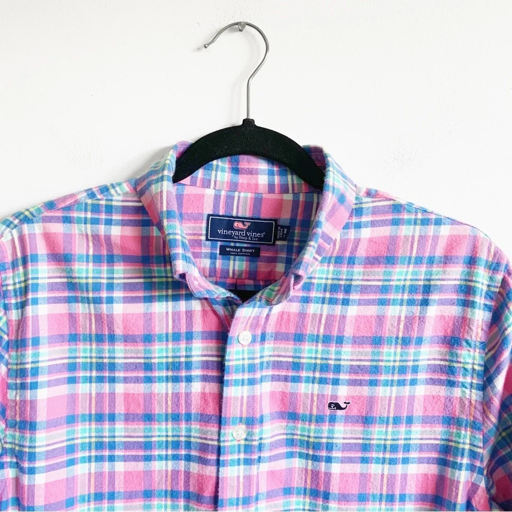 Vineyard Vines Boys Plaid Whale Shirt Button Down Flannel